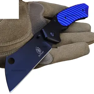 8" Cleaver Folding Pocket Knife with Inlay Classic Razor Hunting Outdoor Survival Gear Outdoor Camping Hunting Kit Durable 3cr13 EDC Compact, Sharp Full Edge Outdoor Activity