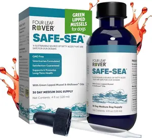 Four Leaf Rover Safe-Sea - Omega-3 Supplement for Dogs with Green Lipped Mussel & Achiote Oil 4 fl oz 30 Day Supply GMO Free Vet Formulated