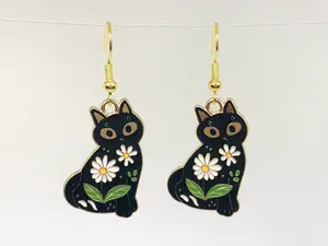 Enamel Flora Cats Earrings