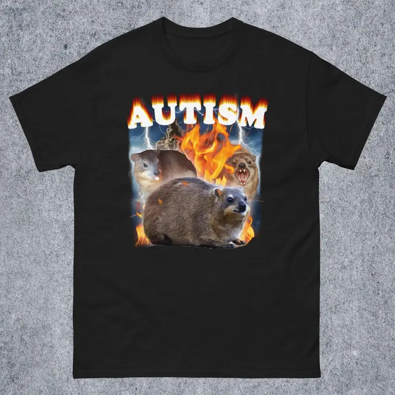 Autism Funny Hyrax Meme Tee Shirt Gift for Woman and Man, Ugly Shirts, Unhinged T-shirt, Cringe Tshirt, Hyrax Lover Gifts, Viral Clothes Streetwear