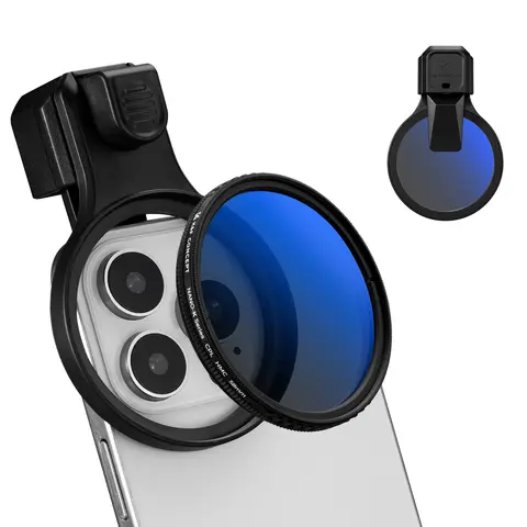 K&F CONCEPT 58mm/67mm Press-on VND & Multi-Coated CPL Threaded Filter Complete Kit, Press-on Clip & Phone Lens Clip for iPhone 17/16/15/14/13/12 (Standard/Pro/Pro Max) Mobile Phone Accessories