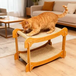 Colourtree Double Layer Cat Bed & Scratcher House - Sisal Bunk Bed for Indoor Cats, Warm Semi-Enclosed Hideaway, Stackable Cardboard Cat Playhouse