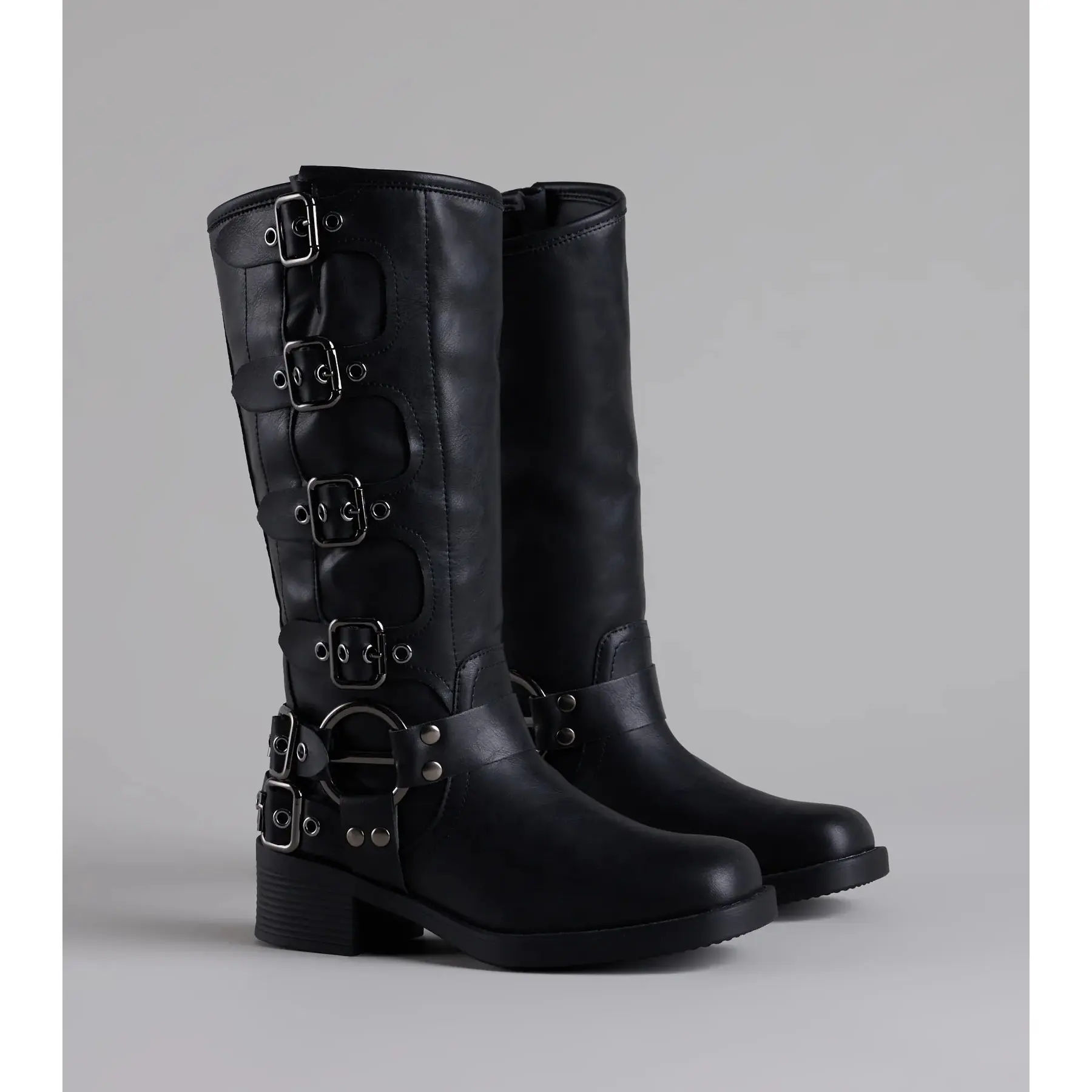 Totally Edgy Buckled Square Toe Boots