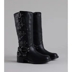 Totally Edgy Buckled Square Toe Boots Totally Edgy Buckled Square Toe Boots