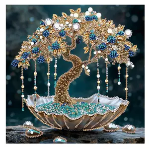 Gemstone Landscape Tree Design Diamond Art Painting Kit without Frame, 5D Special Shape Diamond Handmade Mosaic Art Kit for Adults, DIY Diamonds Paintings Art for Home Wall Decor Gift
