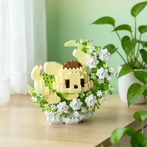 Creative Eternal Flower Moon Building Blocks, Three Dimensional Flower, Floral Desk Decor, Office Display, Gift for Kids, Friends, Family, Birthday, Festival, Party, Block Set, Assembly Building Blocks