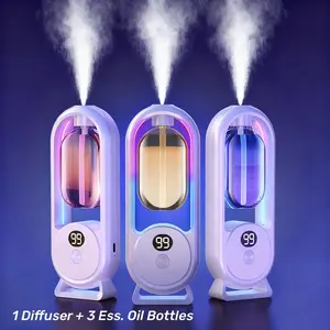 Home Aromatherapy Mist Maker Aroma Diffuser with 3 Essential Oils, Timer Automatic Spray, 5 Spray Modes, USB Charging, Long Battery Life, Multi-Scene Use