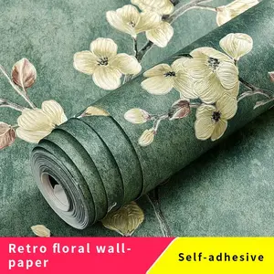 Vintage Floral Wallpaper, Self-Adhesive Vinyl Sticker, 44cm X 300cm, Living Room Bedroom Bathroom Wall Decor Background