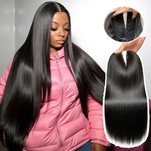 Bling Hair V Part Wigs Human Hair Straight Brazilian Human Hair Wigs for Black Women Upgrade U Part Wigs No Sew in NO Glue Half Wigs Human Hair 180% Density Natural Color