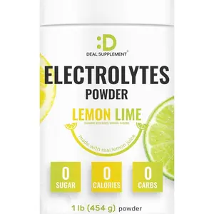 Electrolytes Powder, 1lb (69 Servings) – No Sugar, Lemon Lime – Hydration Supplement Drink Mix – High Potassium 1,000mg Per Serving, Manganese & Magnesium – Natural Hydration & Energy – Keto Friendly