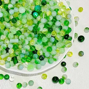 550 count 8mm Green Glass Beads Round  Beads  Glass Beads for  Making Bracelets Necklaces Earrings(Green)