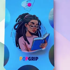 Melanin Girl With Book Phone Grip, MagSafe Compatible Pop Grip with Cute  Girl Reading Book Art Design, Gift For Book Lover, Gift For Her