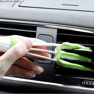 Mini Duster for Car Air Vent, Set of 3 Automotive Air Conditioner Cleaner and Brush, Dust Collector Cleaning Cloth Tool for Keyboard Window Leaves Blinds Shutter Glasses Fan