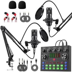 Podcast Equipment Bundle for 2, V8s Voice Changer with BM-800 Podcast Microphone Bundle - Studio Condenser Microphone  for Podcasting, Recording, Singing, Streaming and Gaming