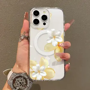 Soft Girl Magnetic Case for iPhone11/12/13/14/15/16/17/promax, Plumeria Breeze Lightweight, Drop-Proof, MagSafe Compatible | Perfect for Teen Girls