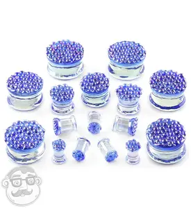 Blue Iridescent Glass Plugs