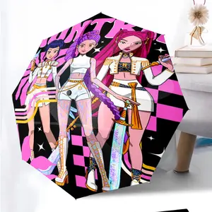 KPop Demon Hunters 42 anime pattern printed new Lightsaber umbrella, Whimsical umbrella, 1 self-folding umbrella, portable foldable travel umbrella, outdoor umbrella, Christmas birthday festival gift