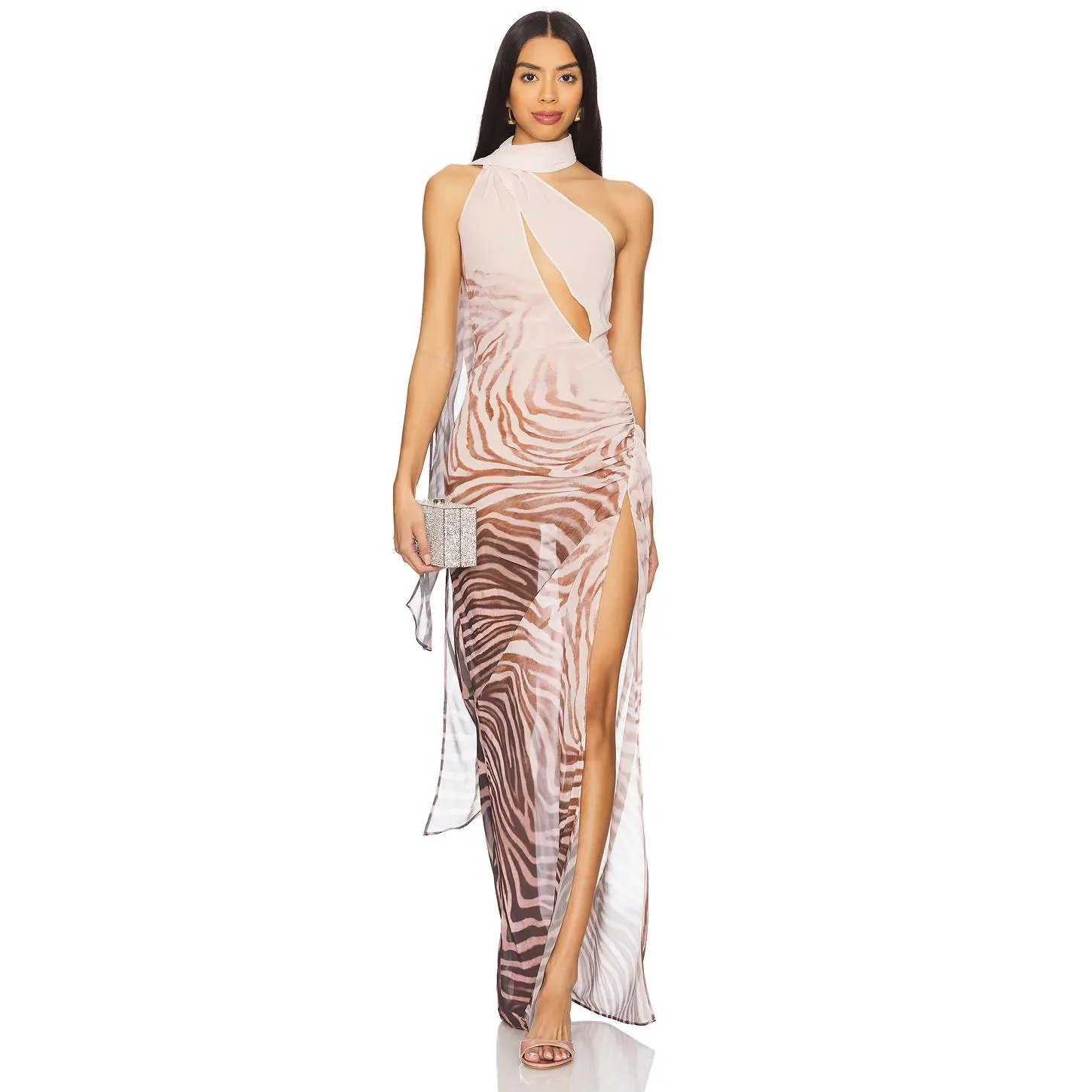 grey halter maxi dress Elma Lurex Knit Halter Maxi Dress - Silver