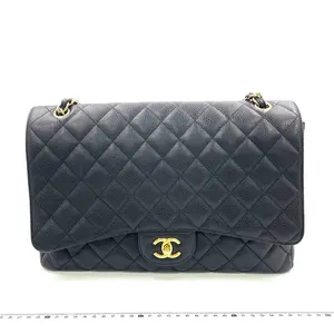 Pre-owned CHANEL leather Crossbody Bags Classic Double Flap Bag Large (Jumbo) Black Caviar with Gold Hardware