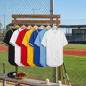 Youth Baseball Jersey Style Button Down T-Shirt - Boys Girls Hip Hop Fashion Sport Shirts Tops Casual Comfortable Breathable Cotton Tee for Daily Wear S-XL Size