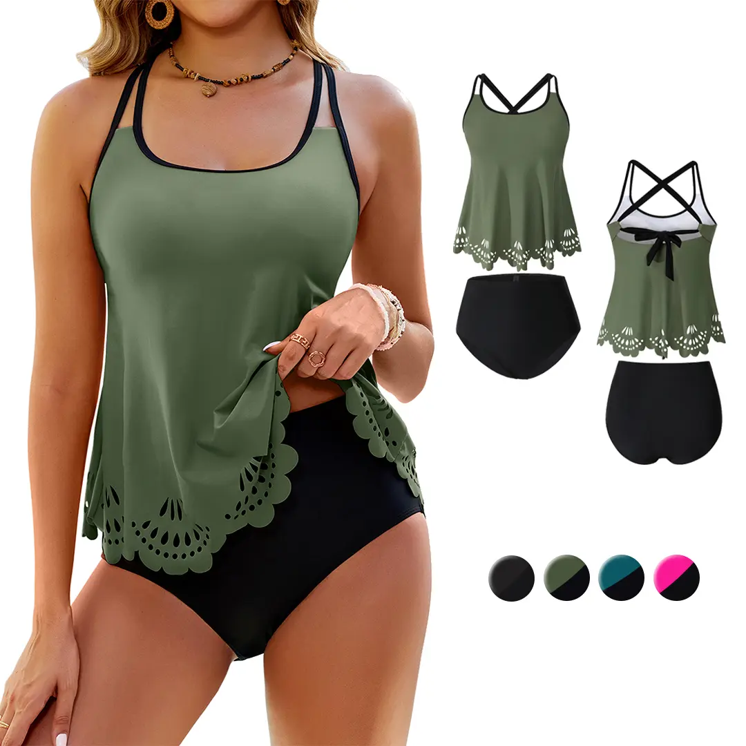 Blooming Jelly Womens Swimsuits Tankini Tummy Control 2 Piece Bathing Suit Modest Beach Vacation Clothes #SwimWeek #Summervibes summerwins