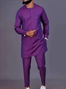 Muslim Ethnic Clothing New African Men's Casual Dress Set, Traditional Style, Comfortable Fit, Perfect for Daily Wear