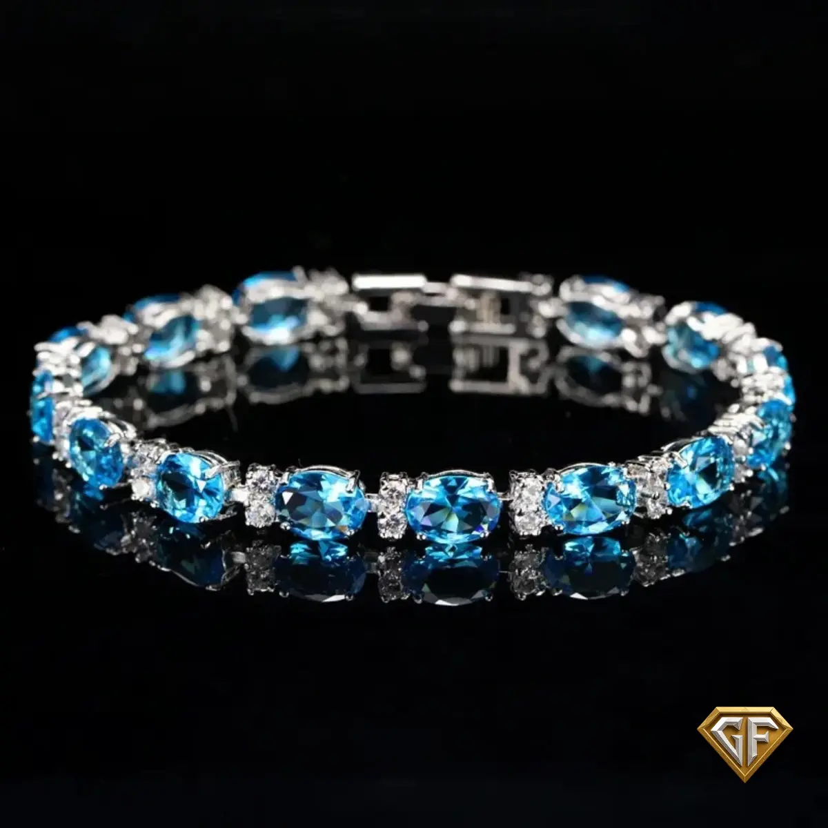 Blue Topaz Gemstone Bracelet, 7.5 inch Stainless Steel Bracelet, AAA+ December Birthstone Topaz and Cubic Zirconia - December Birthday - Christmas Gift Handmade Jewelry Handmade Jewelry