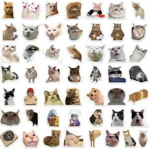 Cat Stickers Funny Cat Meme Kawaii for Adults Waterproof Vinyl Stickers for Laptop Phone Guitar Water Bottles Luggage 50 Pcs Cellphone Cover Shockproof Smartphone Protector Protective Protection Screen Protector
