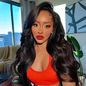 Half Wig Human Hair  Wave 16 Inch Glueless Half Up Half Down Wig Human Hair 3 In 1 Drawstring Seamless Filp Over Curly Half Wigs for Women Friendly 180% Density Headband Wig  Black Color