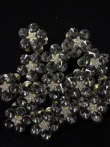 184 4PCS Sparkly Black Flower Charm Beads Set | Crystal Floral Beads for DIY Pens & Phone Charms