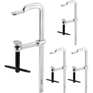 8" F Clamp, 4 Pack Drop-forged Bar Clamp, 2-1/4 Inch Throat Depth, Forging Jaws, Rail, Spindle and Handle