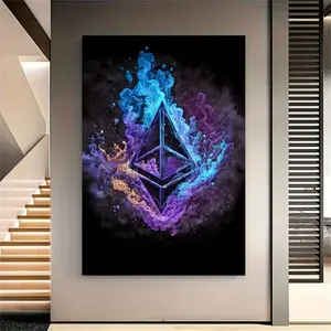 1pc Ethereum-Inspired Abstract Crypto Art Canvas Print - 16*24 inch(40*60CM)Un, less, Vibrant Colors - For Home & Living Room, Bedroom   - Modern Wall Art - Perfect Gift for Art Lovers