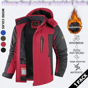 Men's Winter Plus Size Outerwear, Waterproof Ski Jacket, Warm Fleece Jacket, Parka, Multi-Pocket Raincoat, Fresh Autumn Sports Jacket, Outdoor Sportswear, Outdoor Fun