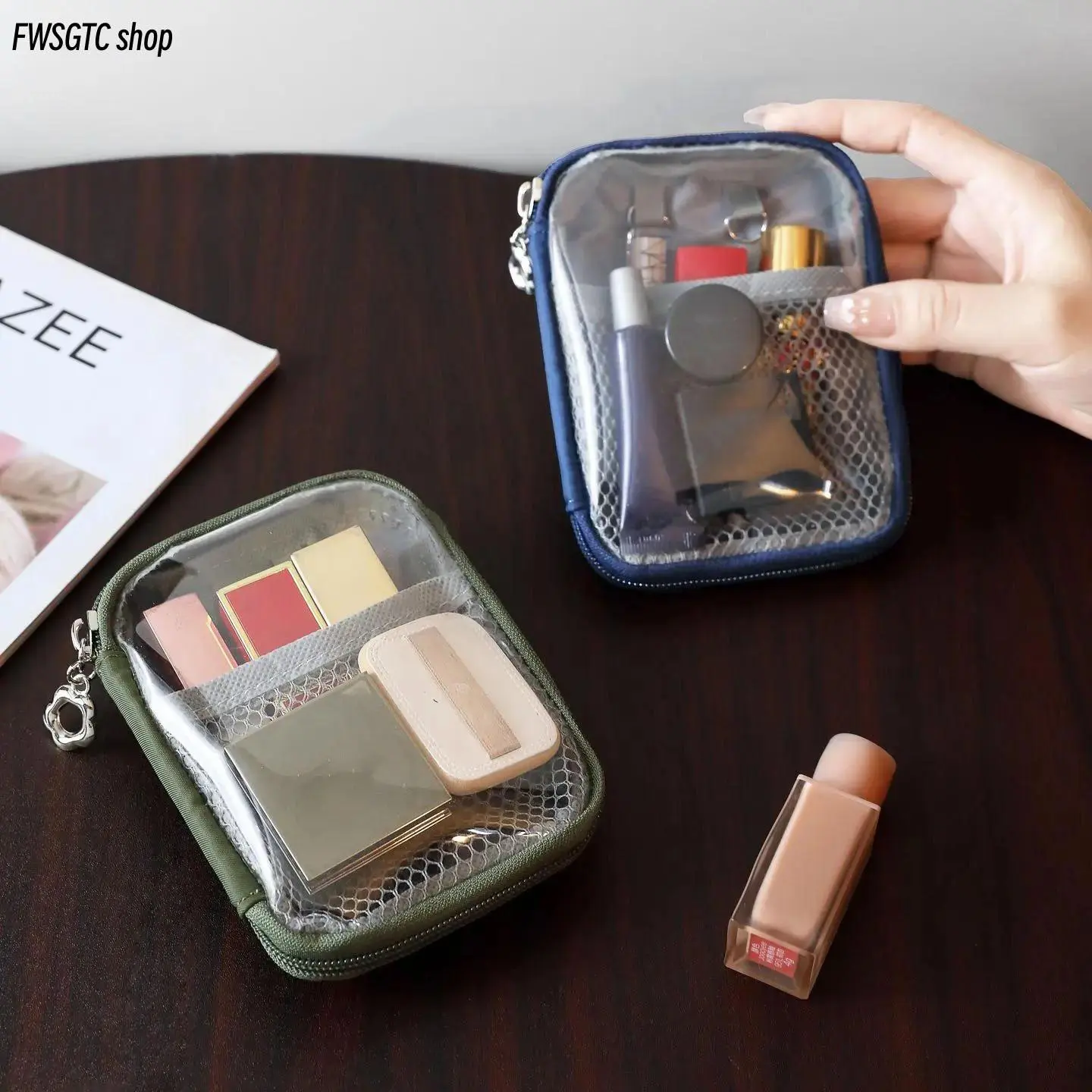 2026 New Arrival Portable Makeup Bag, Small Travel Toiletry Organizer with Partition, Special Lipstick Storage Design, Compact Pouch for Makeup Essentials, Ideal for Travel & Daily Use