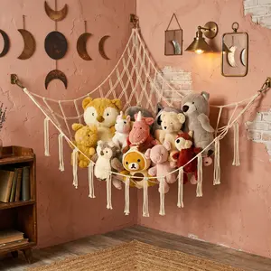 Stuffed Animal Storage Hammock Corner Toy Net Organizer Plush Holder for Kids Nursery Bedroom Room Decor