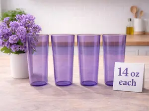 Set 4 basos 14 oz cada uno policarbonato color morado/ Four Cups Set