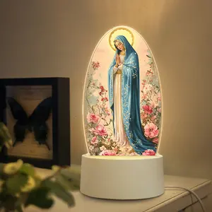 1 USB Powered Mary Portrait LED Light - Vibrant Virgin Mary with Floral Design, Perfect for Prayer, Meditation, or Home Worship, Ideal Religious Decoration Gift, Prayer Light |   Decorative Light |   USB powered light