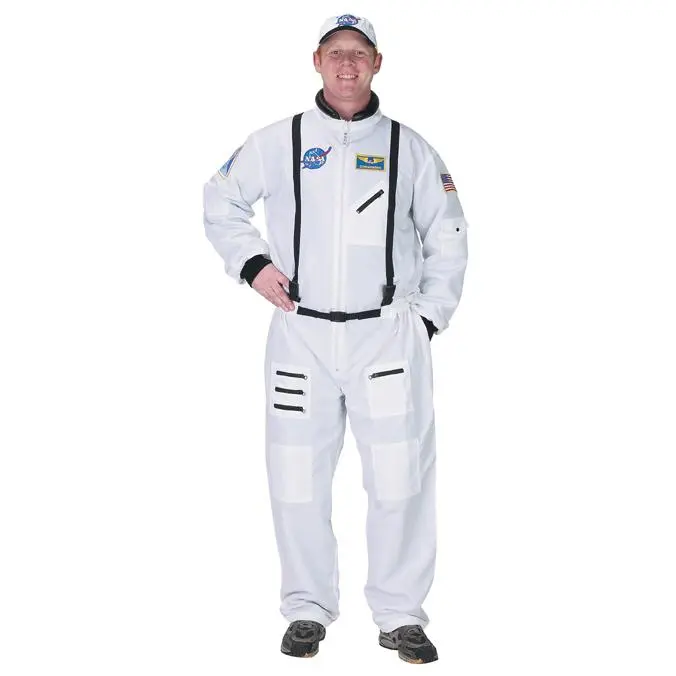 212 MAIN Men's Adult Large Astronaut Costume Suit - White Menswear Top, Embroidered Cap, NASA Patches for Official Look, Men's Special Occasion Clothes