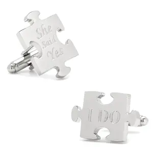 Wedding Puzzle Pieces Cufflinks Pair with Bullet Back Closure