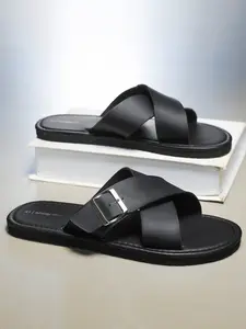 Men's Cross Strap Sandals, Minimalist Plain Casual Open-Toe Slippers, Summer Non-Slip Flat Shoes for Beach, Street, Daily Wear