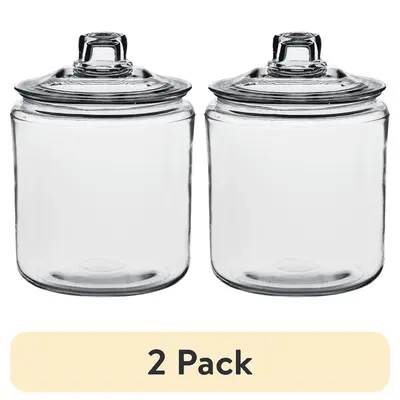 kitchentoolz 2 Pack Half Gallon Mason Wide Mouth Glass Jar with Airtight Metal Lid - 1/2