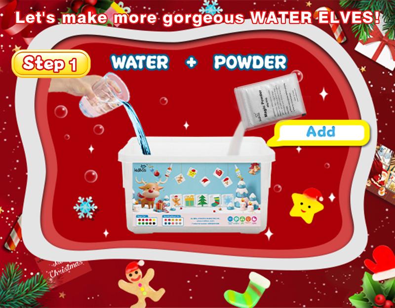 Kiditos Magic Water Elf Toy Kit, Aqua Fairy Water Gel Kit with 20 Magic Gels, 10 Christmas Molds. Christmas Gift, Birthday Gifts, Party Favors, Arts & Crafts DIY STEM Kits for Kids (20 Colors)