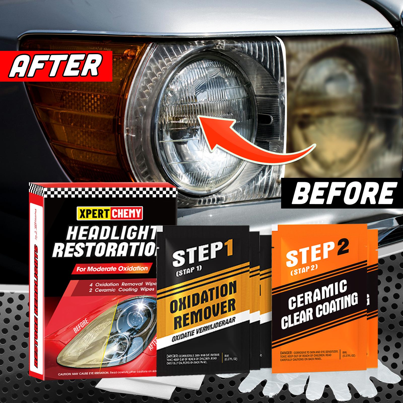 XPERTCHEMY Headlight Restorer Kit Fast-2 Step Process Headlight Restoration Kit for Removing The Moderate Yellowing, Haziness, and Oxidation It Provides with the Best Protection 18 Months