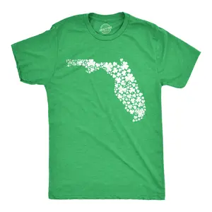 Mens Florida State Clovers T Shirt Funny St Pattys Day Parade Shamrocks Lovers Tee for Guys Mens Funny T Shirts Cool Vintage Fashion T-Shirt Gift Classic Menswear  Apparel for Men Novelty Tees for Guys Green -