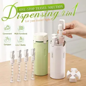 4 in 1 Travel Dispenser, 4 Pack 30ML Travel Bottles for Toiletries, Leak Proof Travel Size Containers, Portable Containers for Shampoo Lotion Conditioner Cream