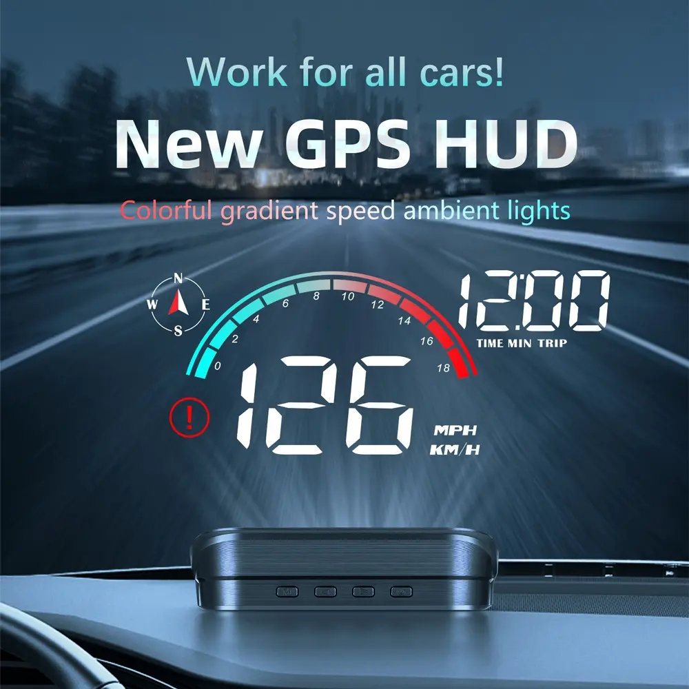 USB Built in GPS Car Head-Up Display, GPS Odometer HUD, Automatic Speedometer, Windshield Warning Accessories, Safe Driving, Innovative Automotive Electronics, Dashboard