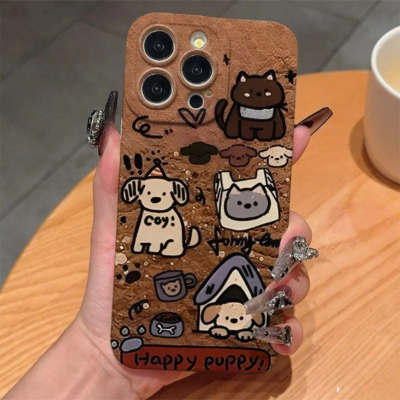 Cute Dog Cat Tpu Phone Case for iPhone 6/7/8/x/XS/XR/XS Max, Anti-Drop Shockproof Full Coverage, Perfect Gift for Women Girls Teens