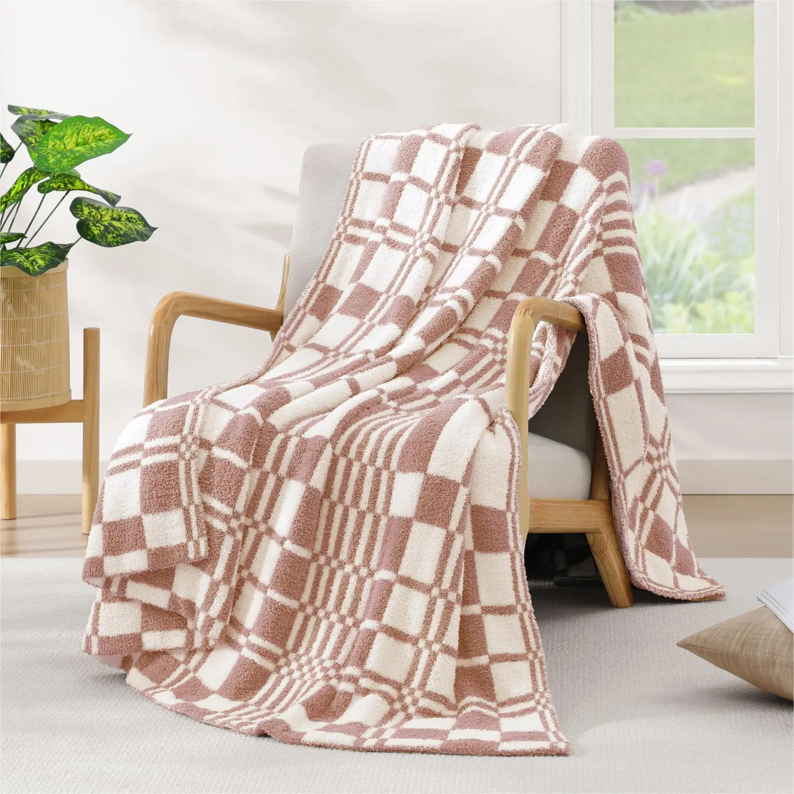 Eyesoul Handmade Soft, Comfortable, Fluffy Throw Blanket - Cool Summer Indoor/Outdoor Check Pattern Multi-Size Lightweight Blanket (30x40in, 40x50in, 50x60in, 60x80in) for Sofa, Bed, Travel