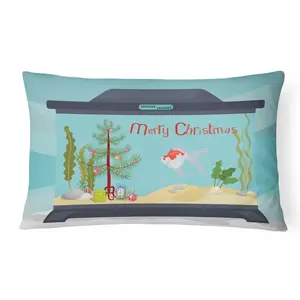 Carolines Treasures  12 x 3 x 16 in. Tamasaba Goldfish Merry Christmas Canvas Fabric Decorative Pillow