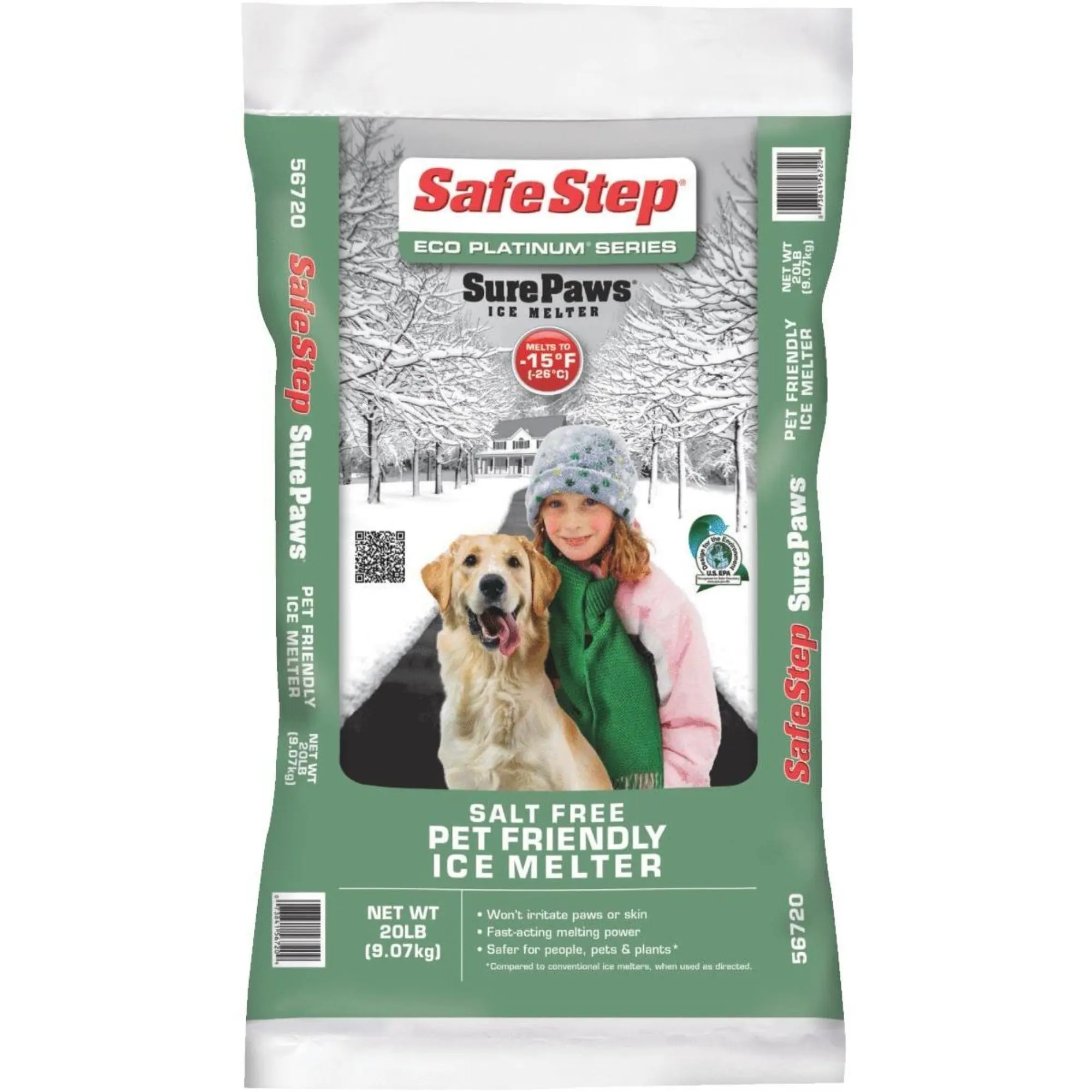 Safe Step Sure Paws Pet-Friendly, Salt-Free, Fast-Acting Ice Melter, 20lbs